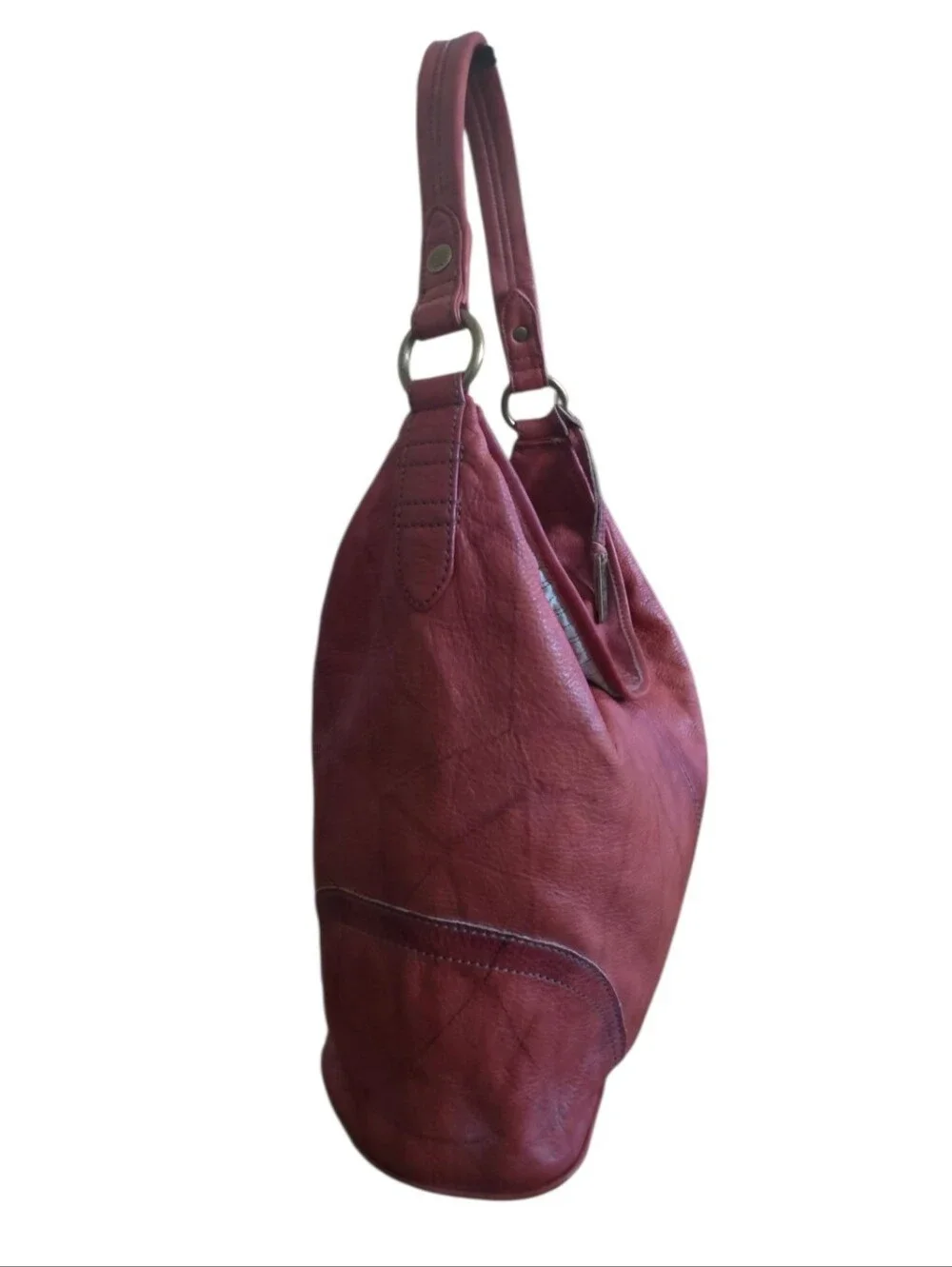 Frye Campus Leather Hobo Bag 34DB877 Vintage Brass Distressed Burnt Red